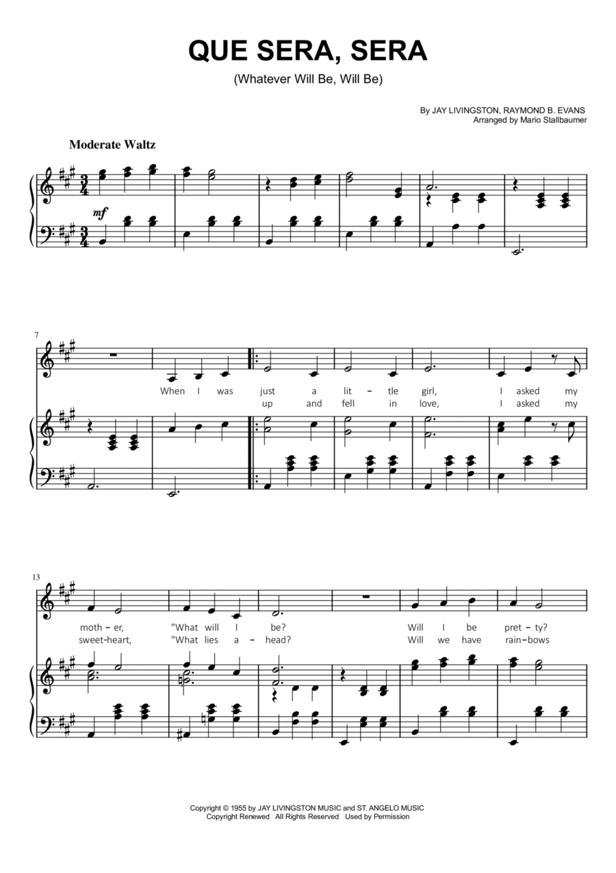 Que Sera, Sera (whatever Will Be, Will Be) Voice scores gallery preview page 1