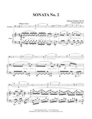 Book cover for Sonata No. 2 in F, Op. 99 for Trombone and Piano