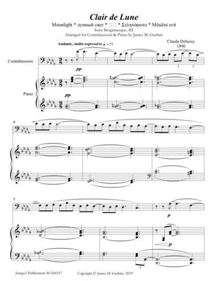 Debussy: Claire de Lune for Contrabassoon & Piano
