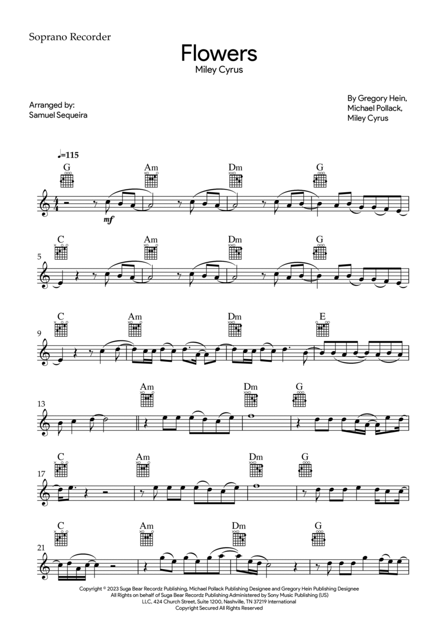 Flowers Recorder scores gallery preview page 1