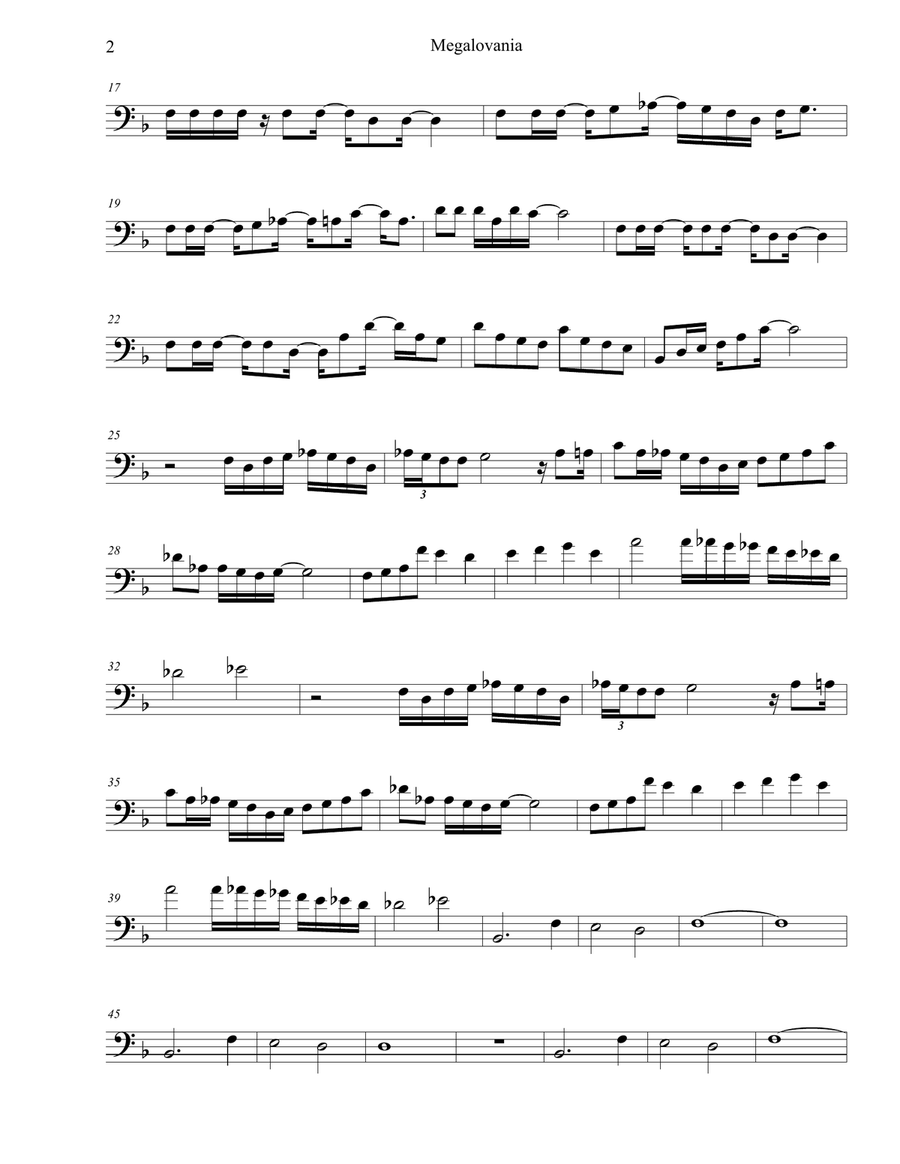 MEGALOVANIA (from Undertale) Trombone Solo scores gallery preview page 2