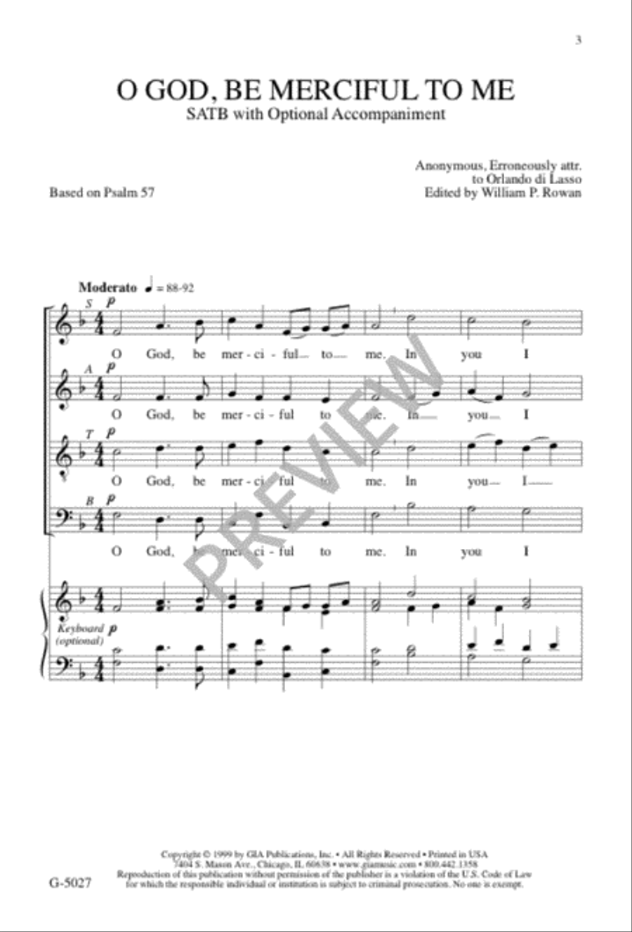 O God, Be Merciful to Me 4-Part scores gallery preview page 3
