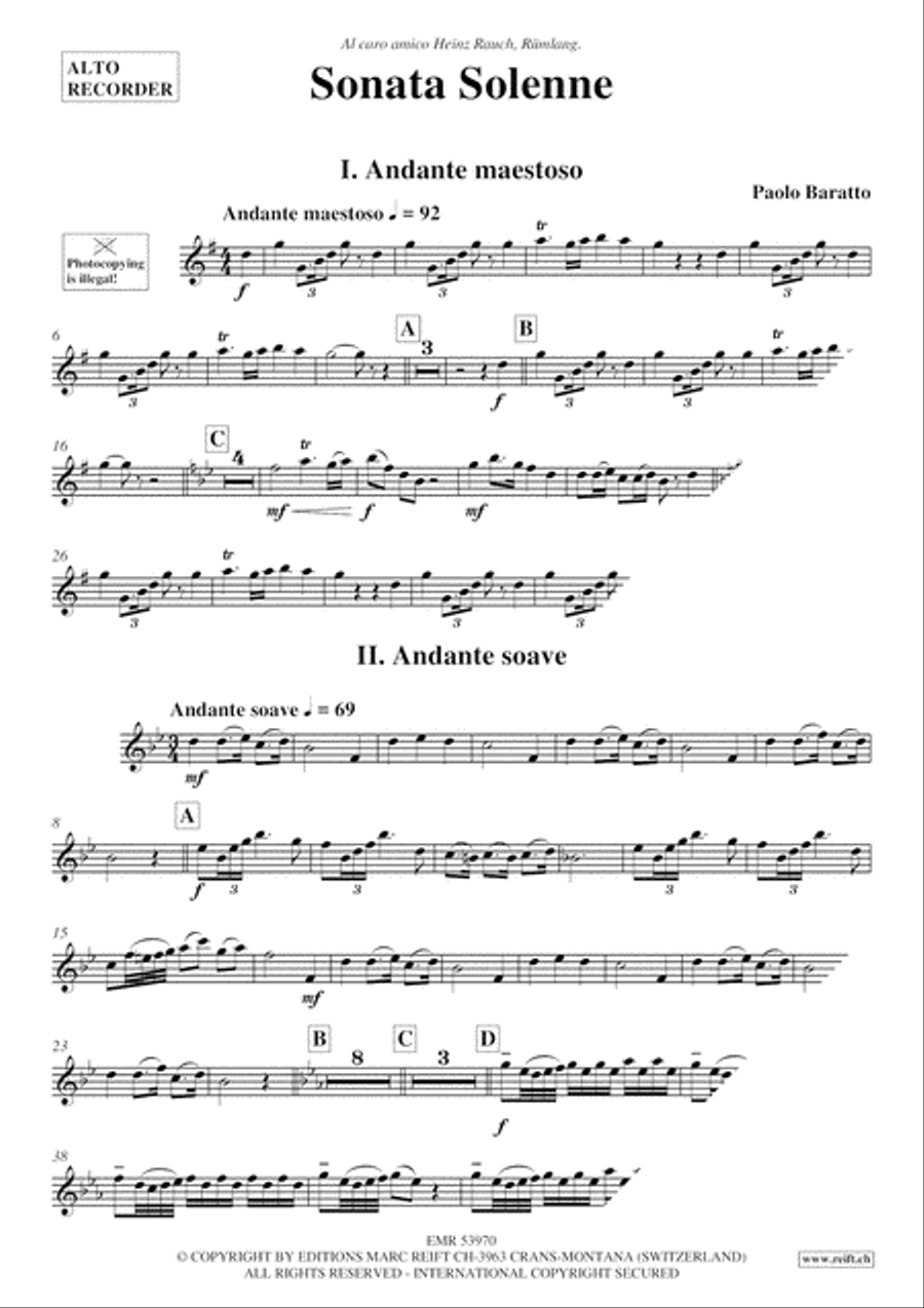 Sonata Solenne Alto Recorder scores gallery preview page 3