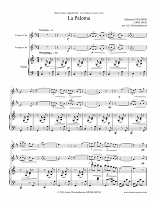 La Paloma - Clarinet, Trumpet and Piano
