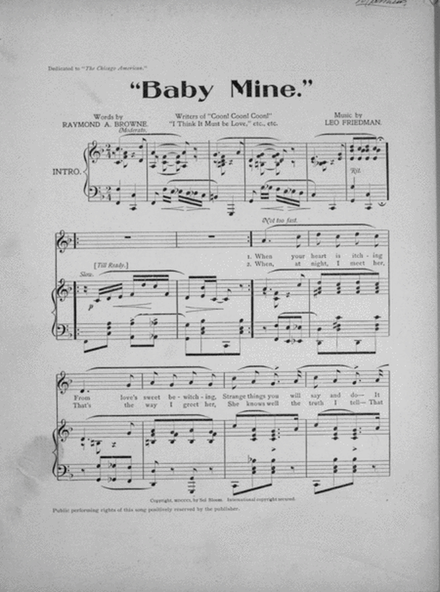 Baby Mine. Love Song & Chorus