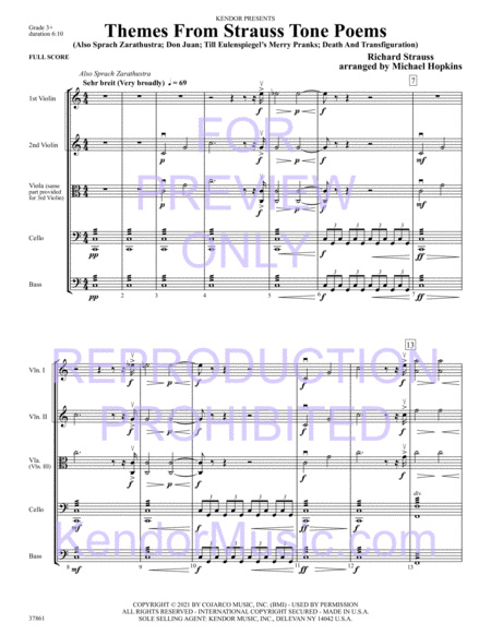 Themes From Strauss Tone Poems (Full Score)
