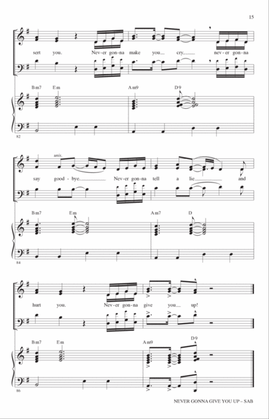 Never Gonna Give You Up (arr. Roger Emerson) 3-Part scores gallery preview page 14