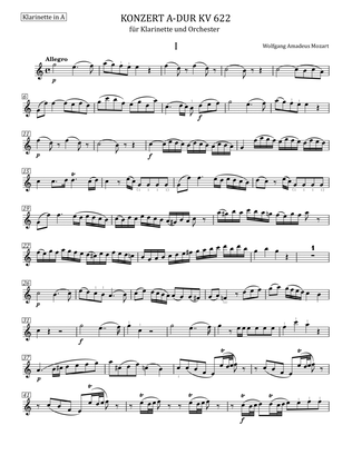 Mozart - Clarinet Concerto in A major, K.622 - For B Flat Clarinet Solo - Original