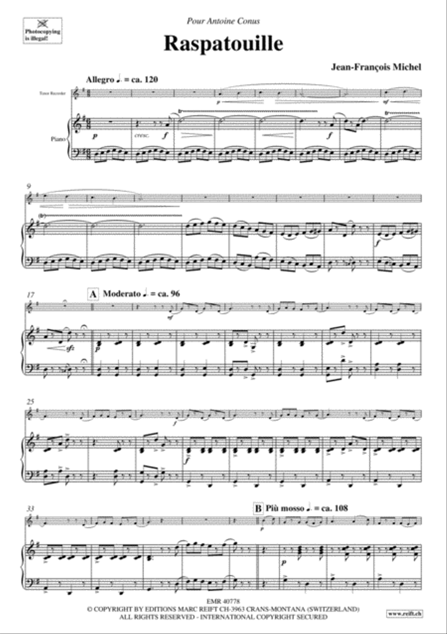 Raspatouille Tenor Recorder scores gallery preview page 4