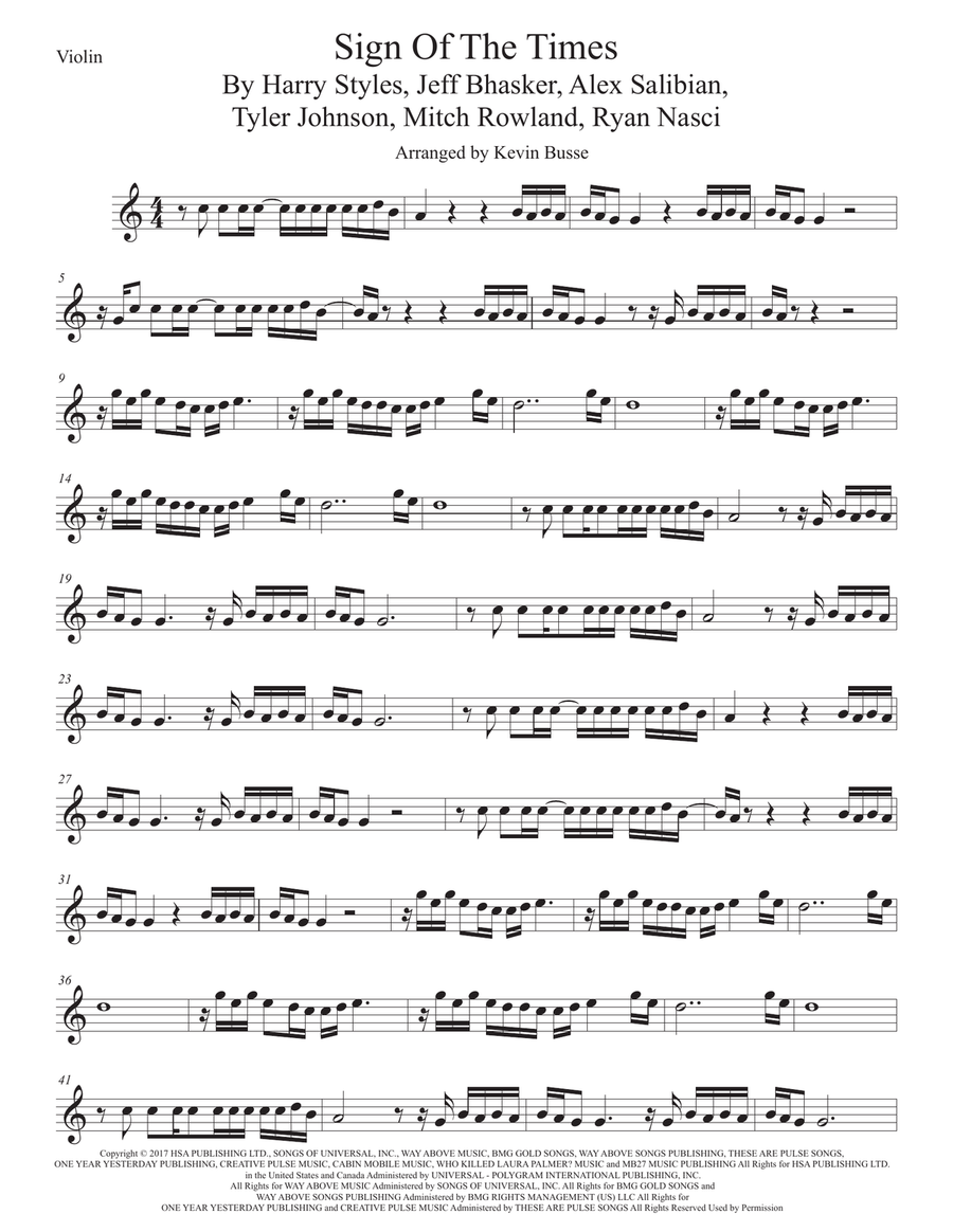 Sign Of The Times Violin Solo scores gallery preview page 1