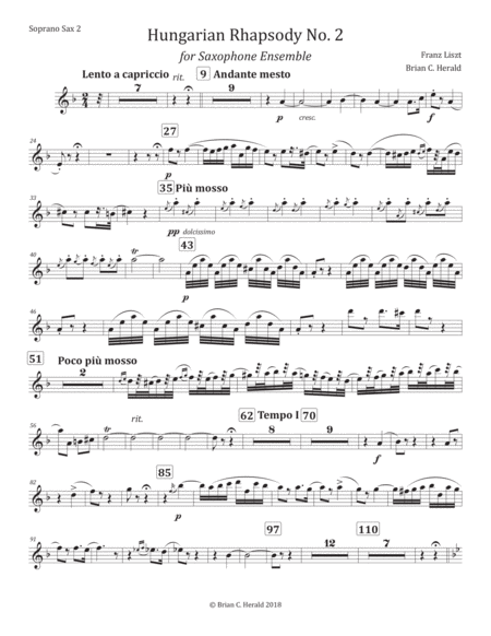 Hungarian Rhapsody No. 2 for Saxophone Ensemble