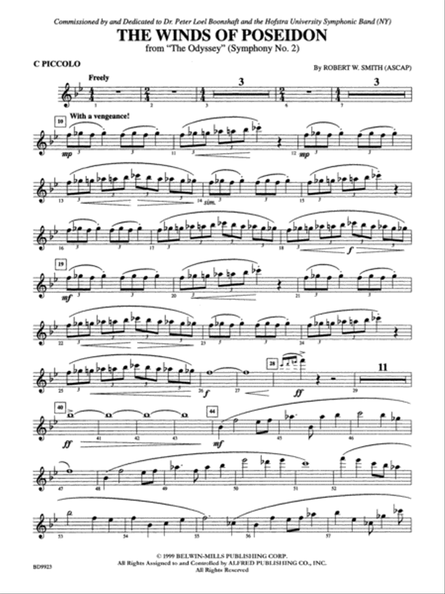 The Winds of Poseidon (from The Odyssey (Symphony No. 2)): Piccolo Concert Band scores gallery preview page 1