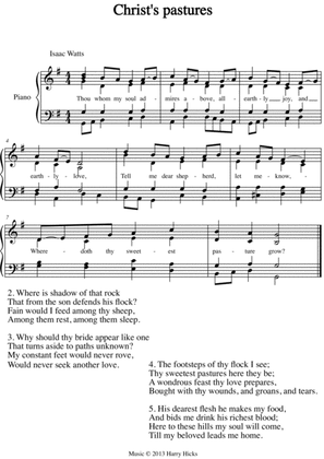 Christ's pastures. A new tune to a wonderful Isaac Watts hymn.