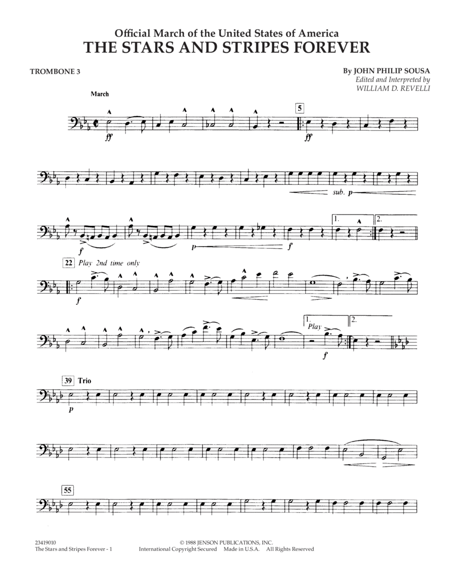 The Stars and Stripes Forever - Trombone 3 Trombone scores gallery preview page 1