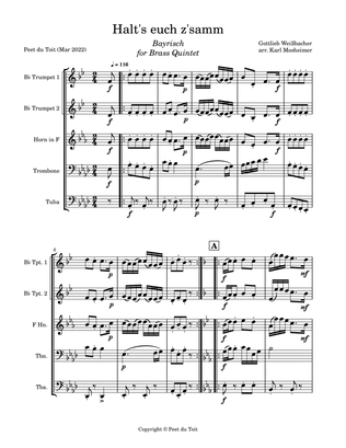 Halt's euch z'samm - Gottlieb Weißbacher arr. Karl Mosheimer (Brass Quintet)