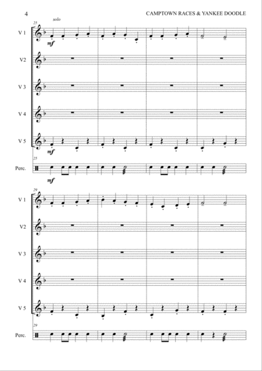 Camptown races & Yankee Doodle Dandy medley for flexible band (brass or wind). Camptown races & Yankee Doodle Dandy medley for flexible band (brass or wind). Large Ensemble scores gallery preview page 4