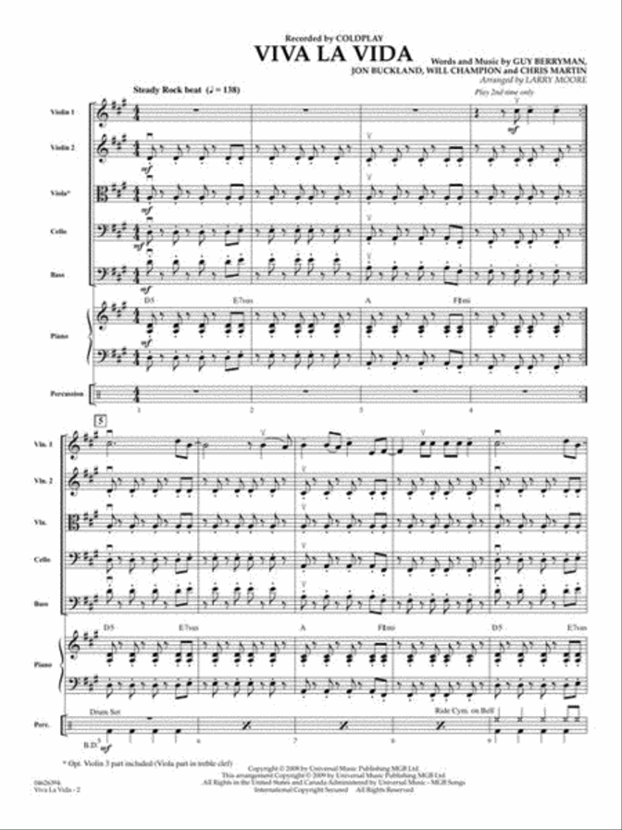 Viva La Vida String Orchestra scores gallery preview page 4