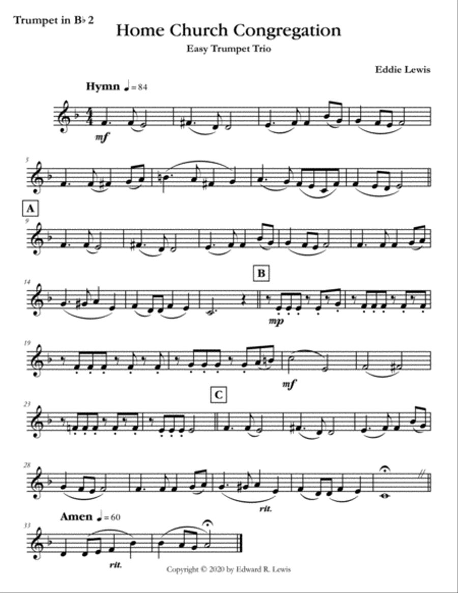 Home Church Congregation Easy Trumpet Trio Choir scores gallery preview page 3