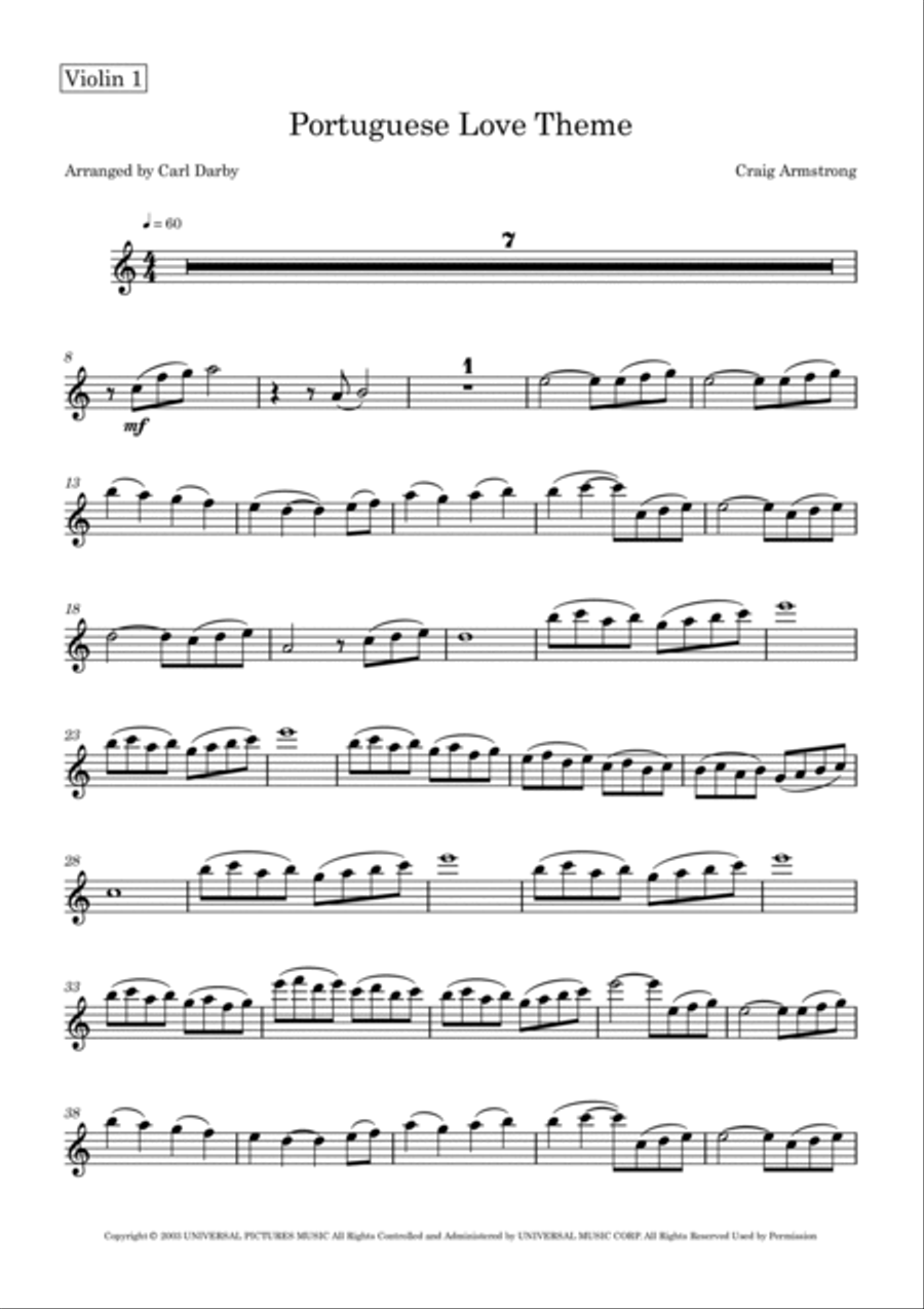 Portuguese Love Theme String Quartet scores gallery preview page 6