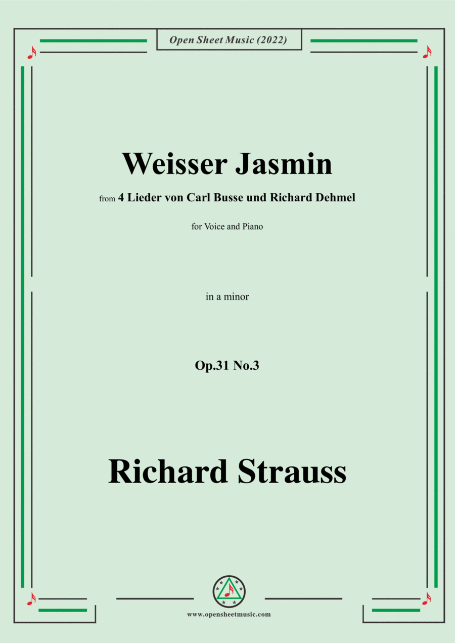 Richard Strauss-Weißer Jasmin,in a minor,Op.31 No.3 Voice scores gallery preview page 1