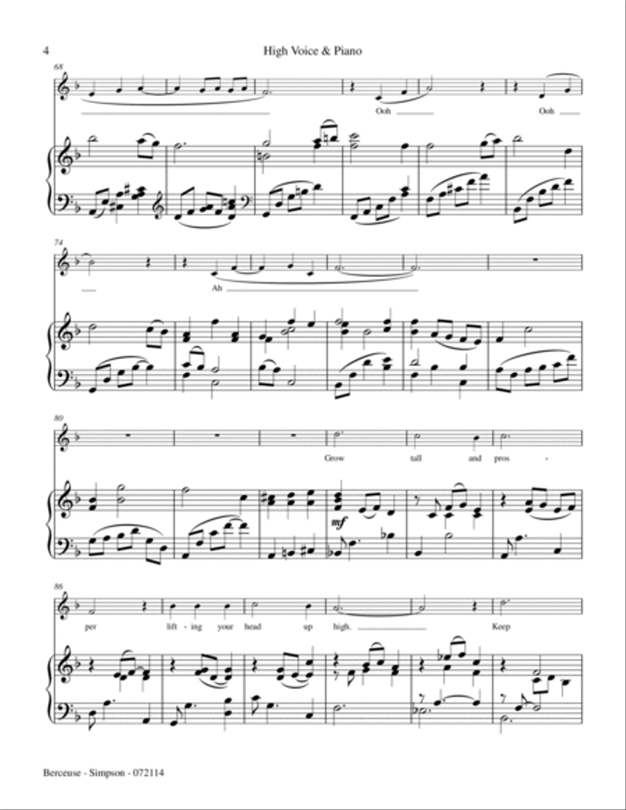 Berceuse for High Voice & Piano High Voice scores gallery preview page 4