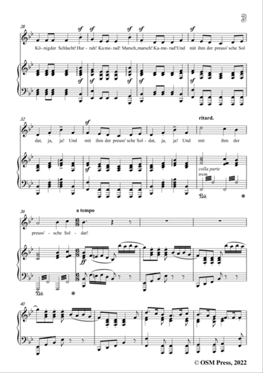 Loewe-Preussisches Hurrahlied,in B flat Major,for Voice and Piano Voice Solo scores gallery preview page 5