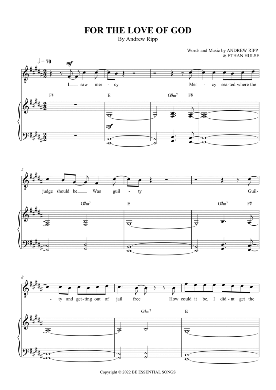 For The Love Of God Piano, Vocal, Guitar scores gallery preview page 1