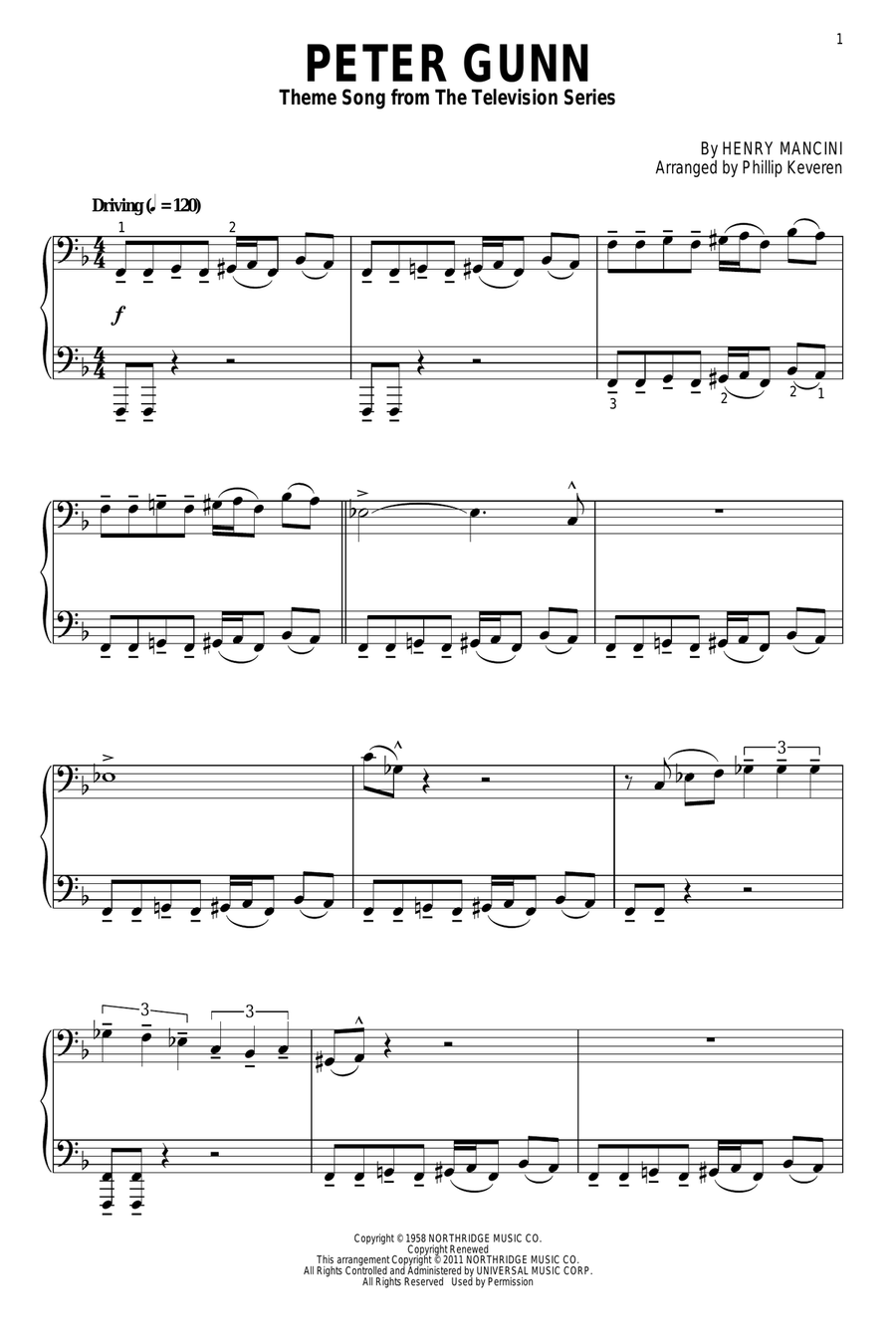 Peter Gunn Theme (arr. Phillip Keveren) Piano Solo scores gallery preview page 1