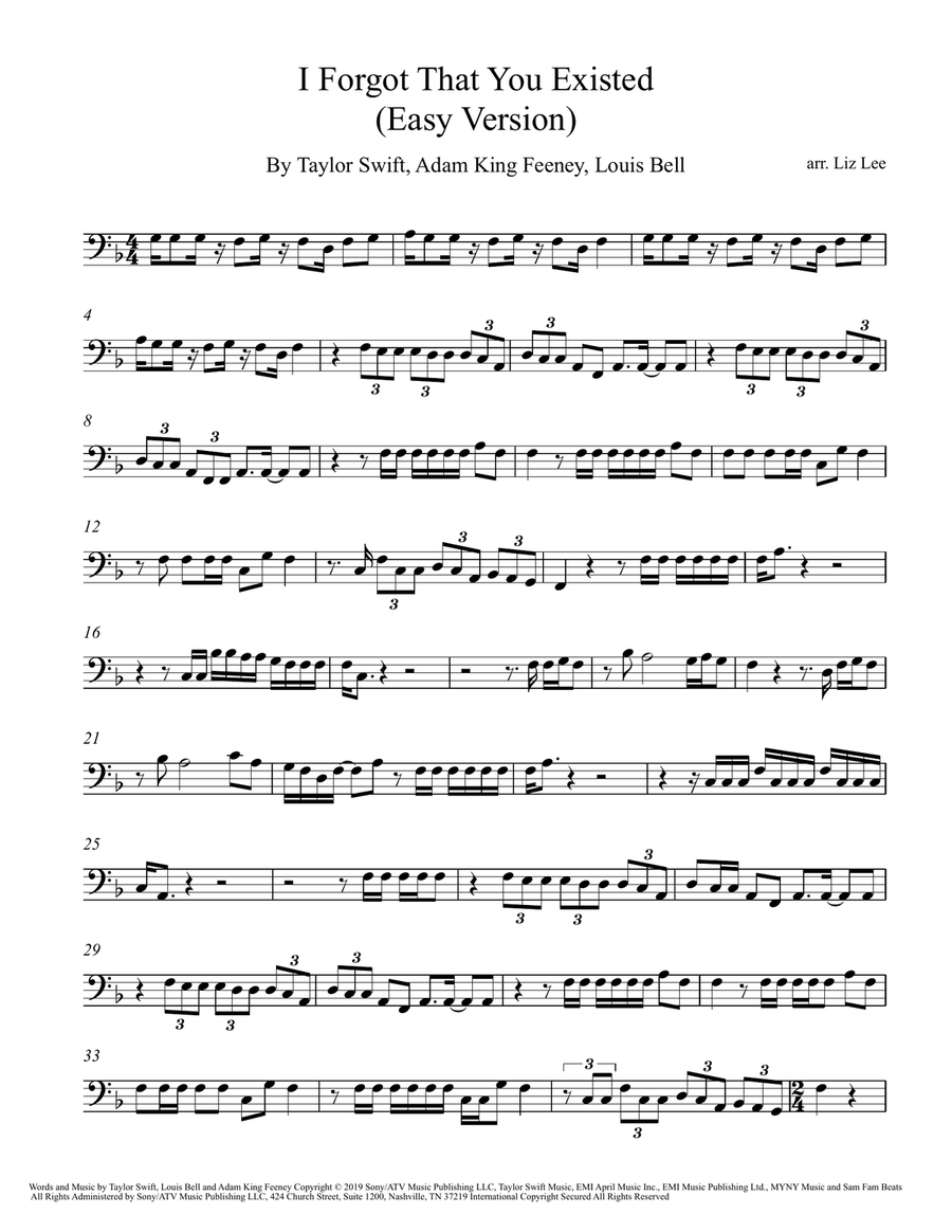 I Forgot That You Existed Cello Solo scores gallery preview page 2