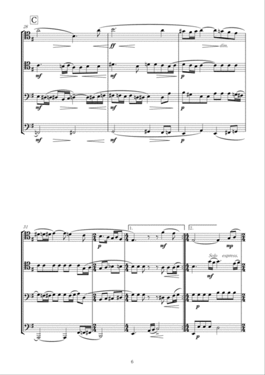 Rachmaninov: Vocalise for Low Brass (Trombone) Quartet Brass Ensemble scores gallery preview page 6