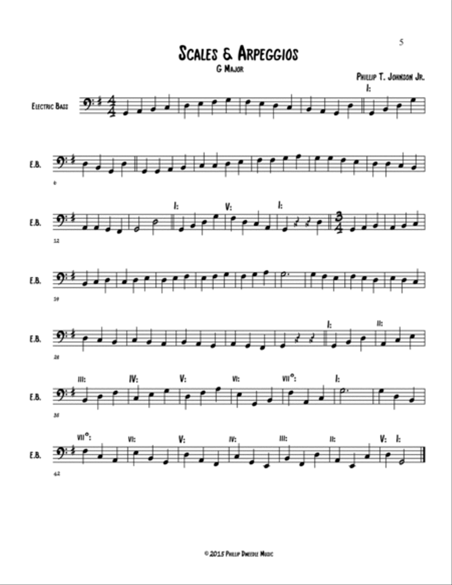 Bass Etudes: Major Scales & Arpeggios Bass Guitar scores gallery preview page 5