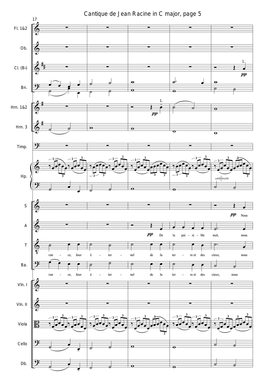 Faure - Cantique de Jean Racine in C major - Orchestra 4-Part scores gallery preview page 5
