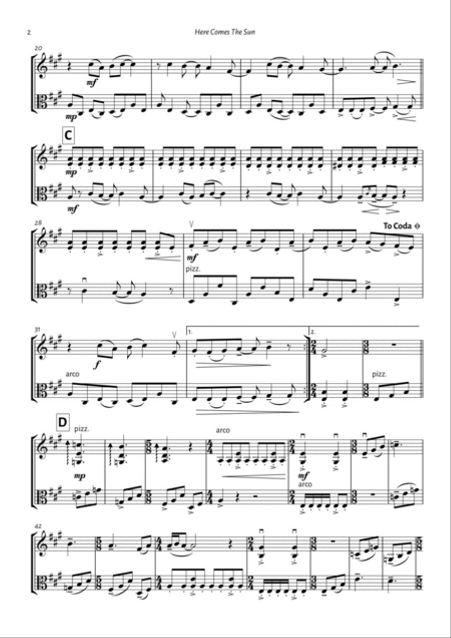 Here Comes The Sun String Duet scores gallery preview page 2