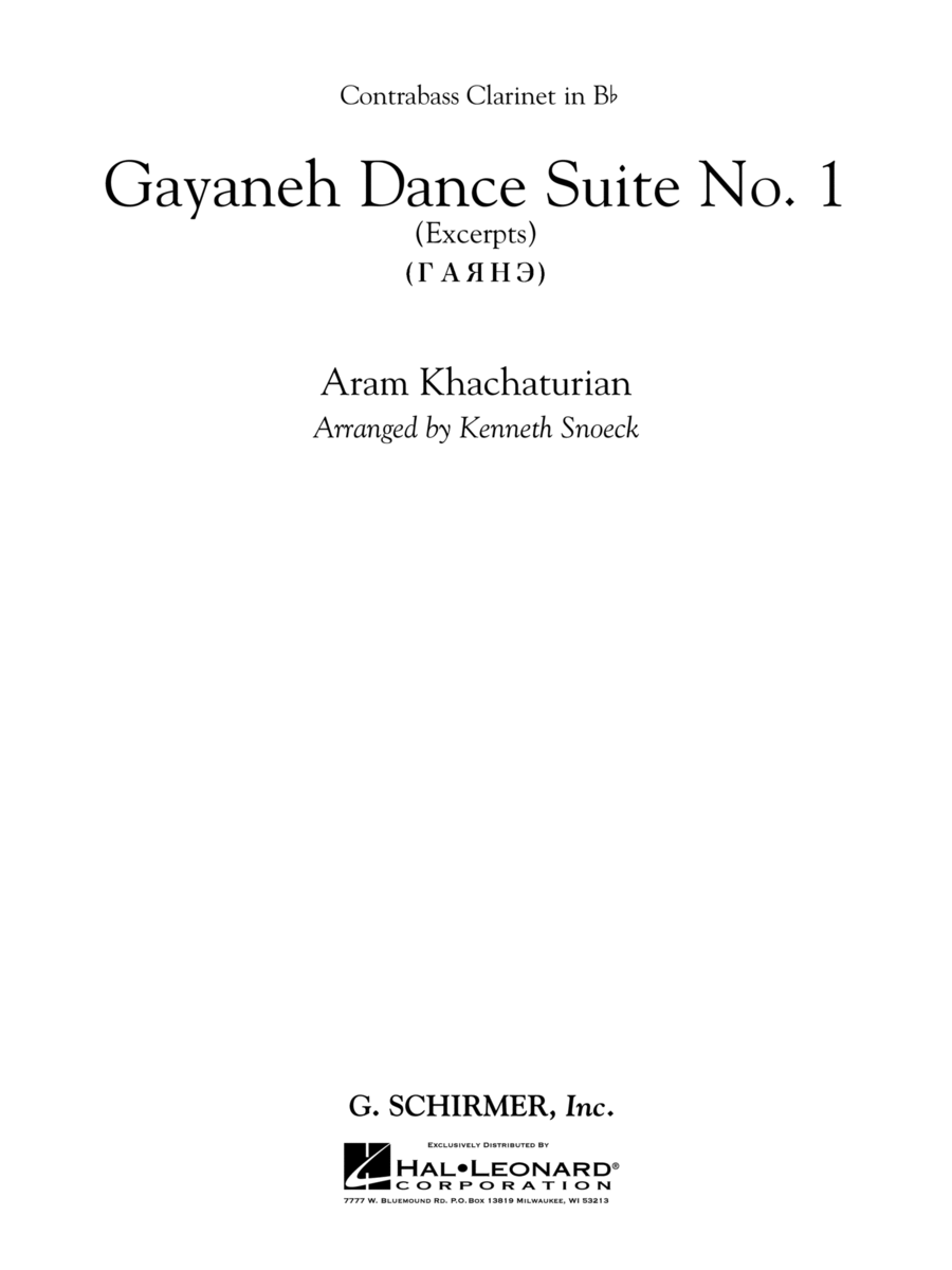 Gayenah Dance Suite No. 1 (Excerpts) (arr. Kenneth Snoeck) - Bb Contra Bass Clarinet Concert Band scores gallery preview page 1