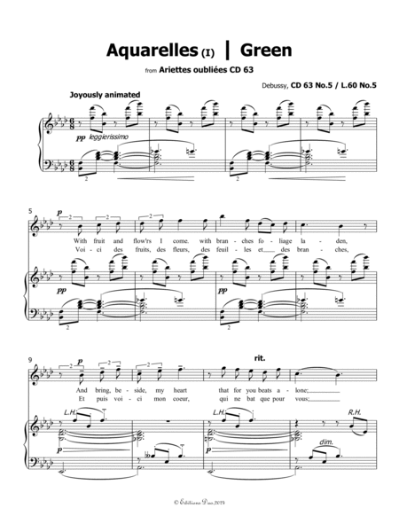 Aquarelles I(Green), by Debussy, CD 63 No.5, in A flat Major