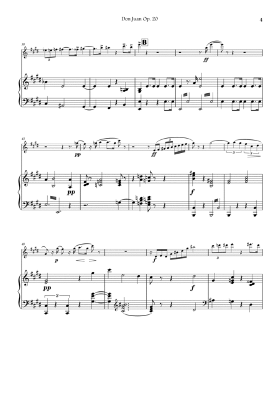 Violin I EXCERPT - Strauss - Don Juan op.20 (with PIANO) Violin Solo scores gallery preview page 4
