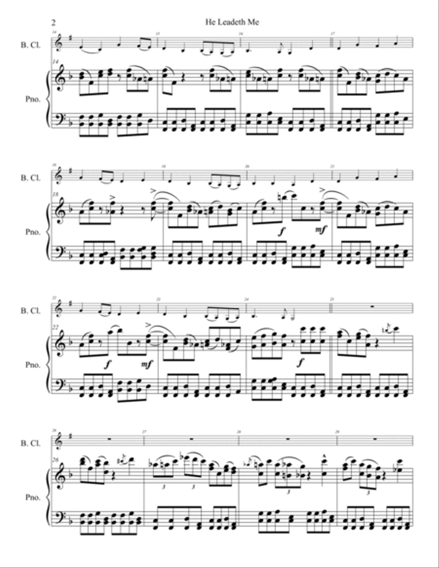 He Leadeth Me for Bass Clarinet Bass Clarinet scores gallery preview page 3
