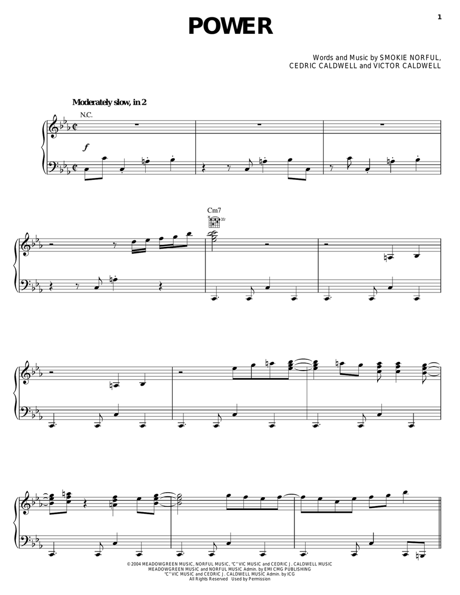 Power Power Piano, Vocal, Guitar scores gallery preview page 1