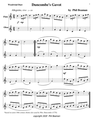Duncombe's Gavot-Woodwind Duet 2-flute/oboe