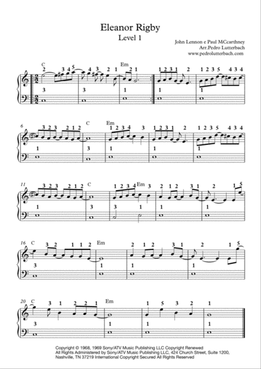 Eleanor Rigby Easy Piano scores gallery preview page 1