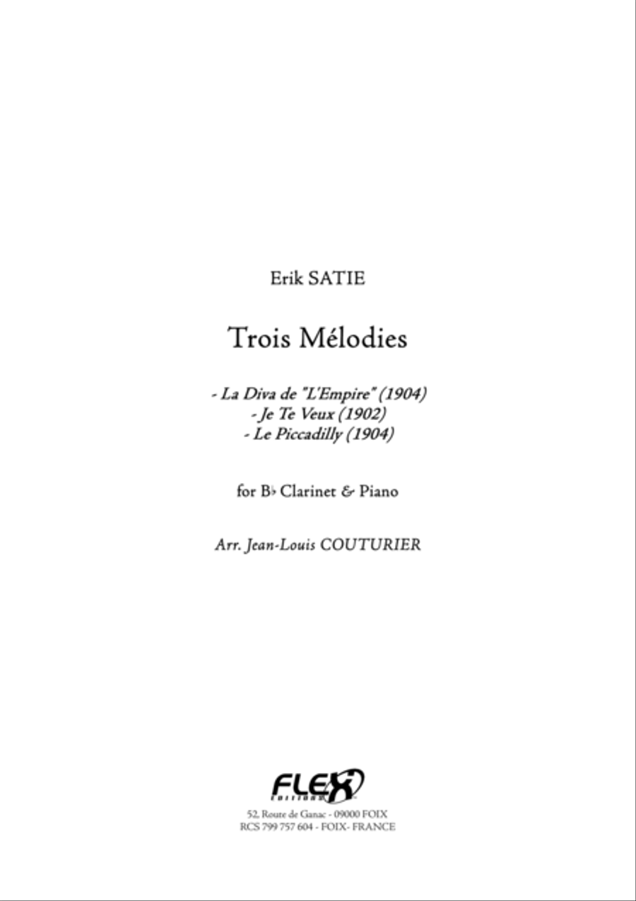 Three Melodies B-Flat Clarinet scores gallery preview page 1