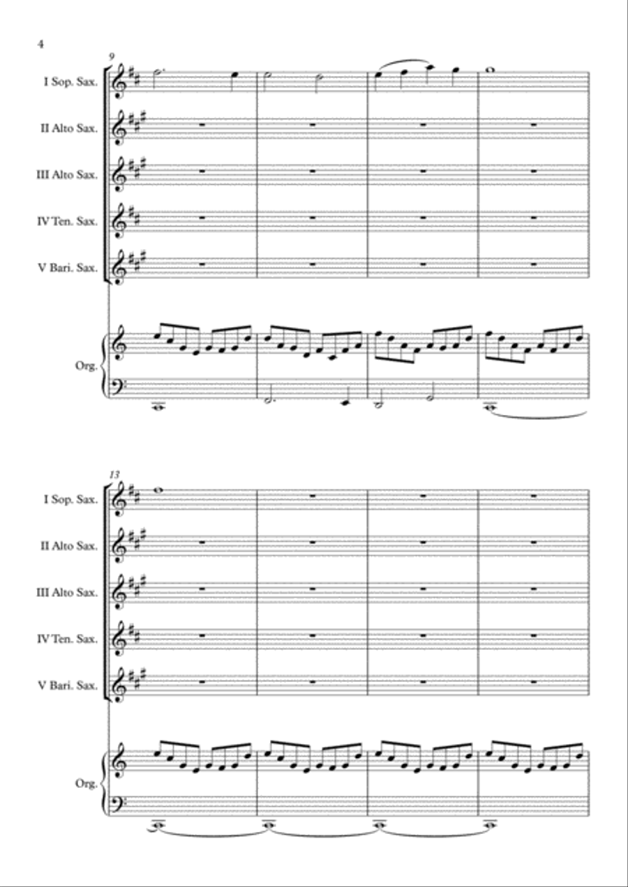 Mr. Bean Animated Series Theme Saxophone Quintet scores gallery preview page 5