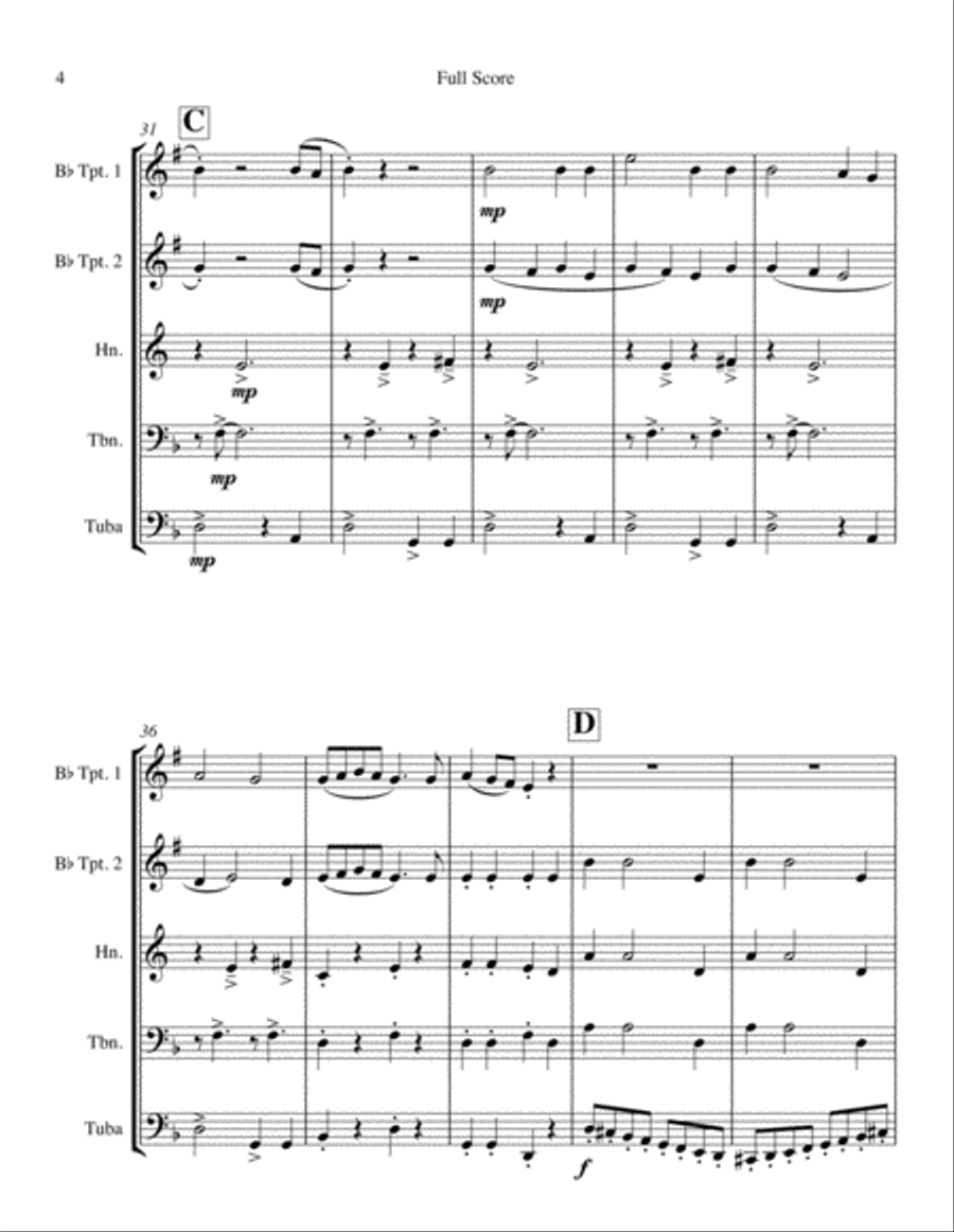 O Hanukkah for Brass Quinet Brass Ensemble scores gallery preview page 4