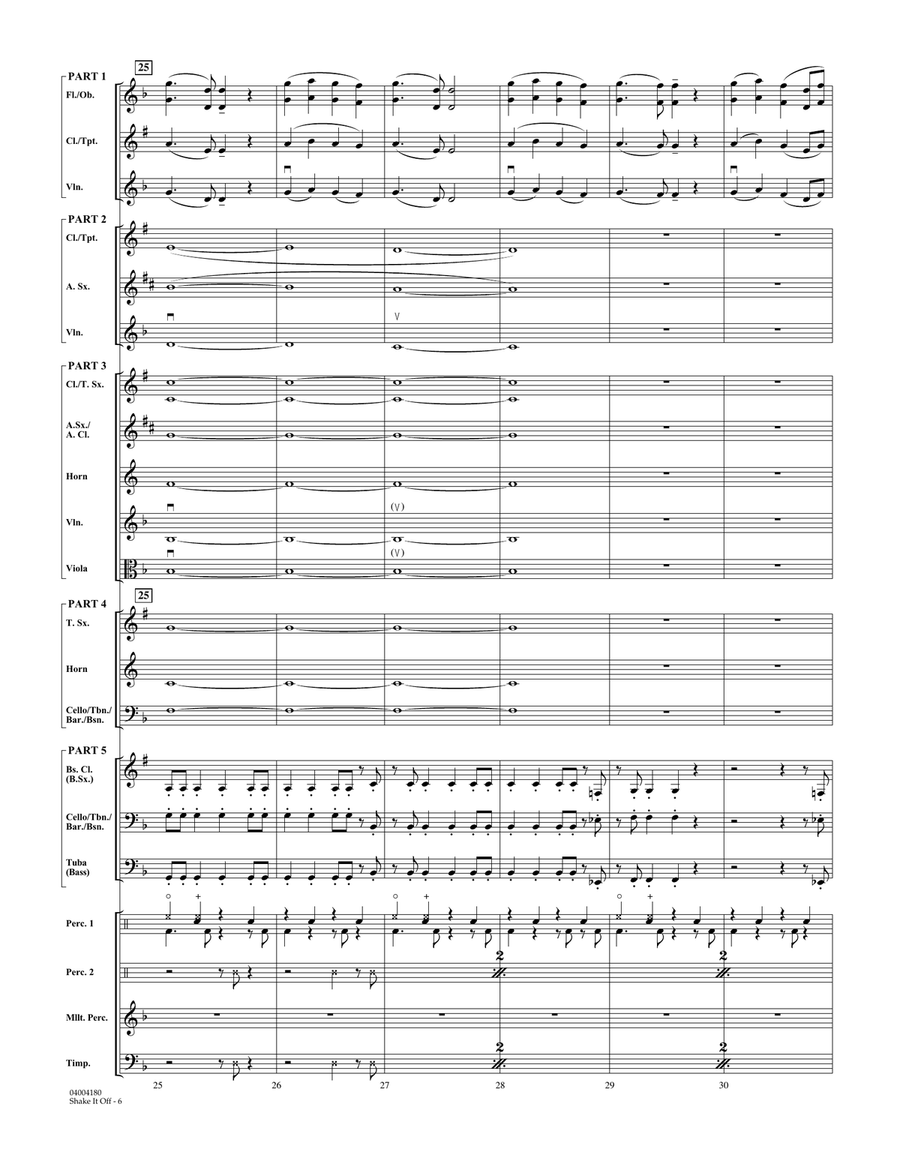 Shake It Off - Conductor Score (Full Score) Concert Band scores gallery preview page 6