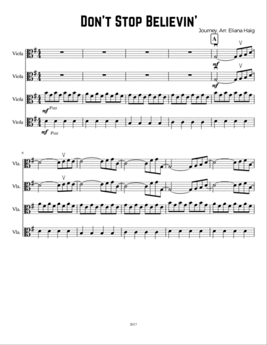 Don't Stop Believin' Viola Solo scores gallery preview page 1