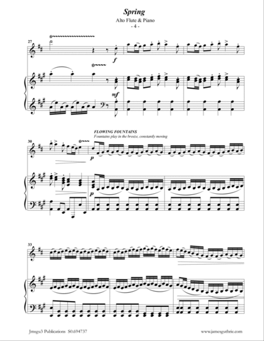 Vivaldi: Spring from the Four Seasons for Alto Flute & Piano Flute scores gallery preview page 4