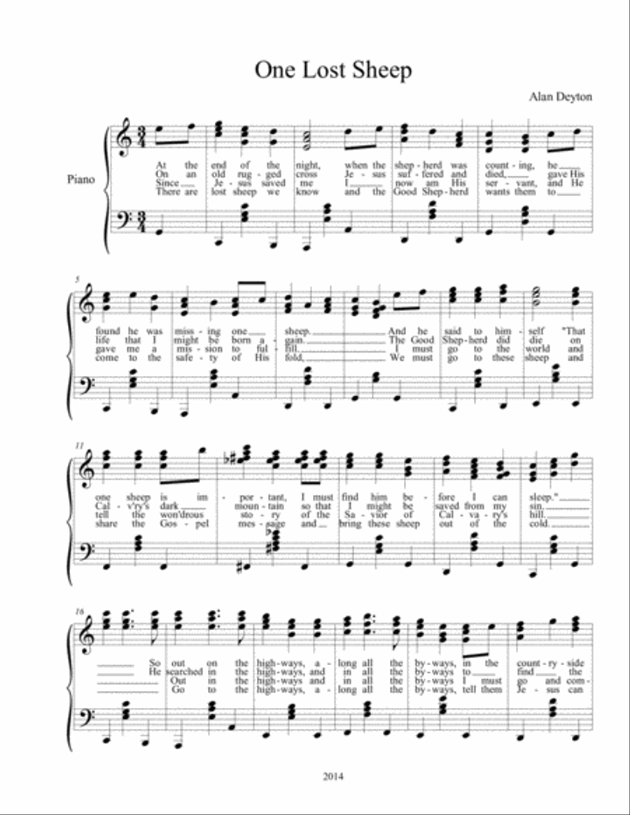 One Lost Sheep One Lost Sheep Voice scores gallery preview page 1