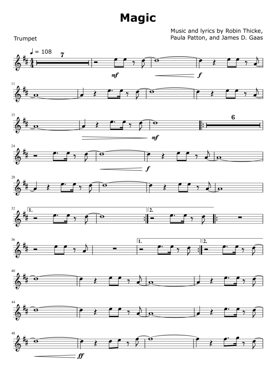 Magic Magic B-Flat Trumpet scores gallery preview page 1