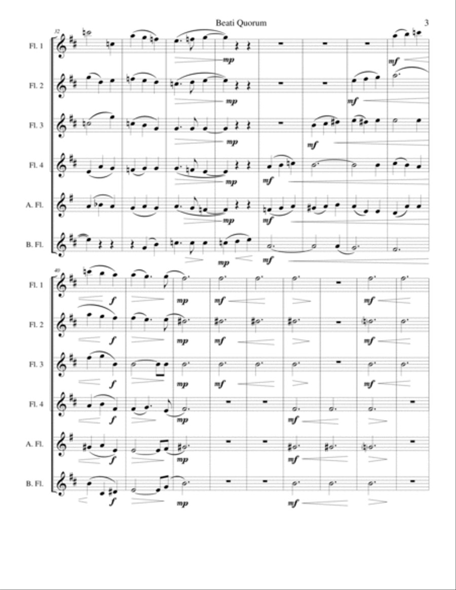 Beati Quorum Via for flute sextet or flute choir Chamber Orchestra scores gallery preview page 3