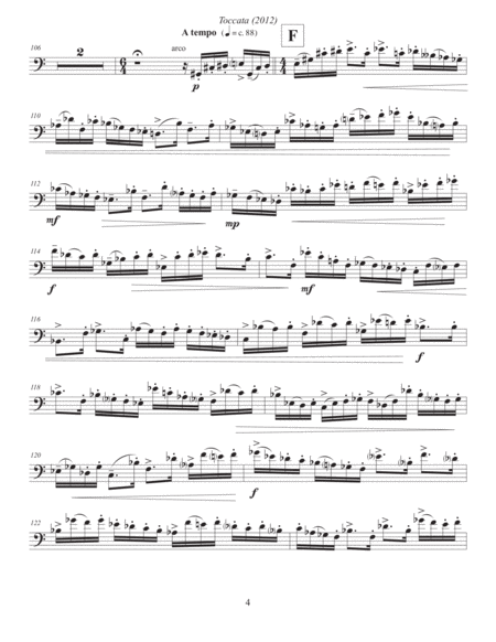 Toccata for Double Bass and Piano (2012, rev. 2020) bass part, newly revised version for double bass